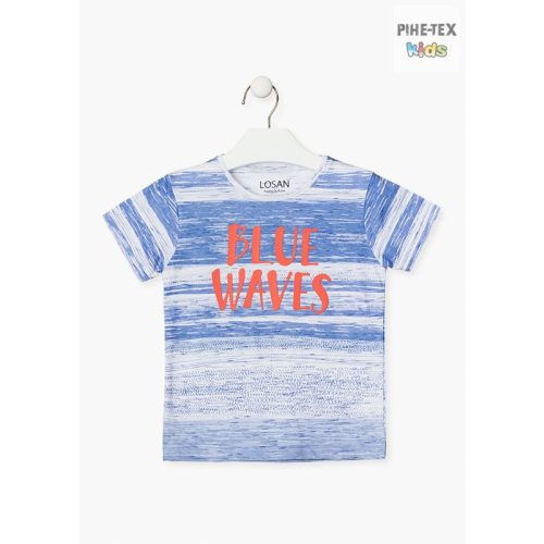 Losan fiú fehér-kék, rövid ujjú póló, nyomott Blue Waves felirattal (015-1004AL)