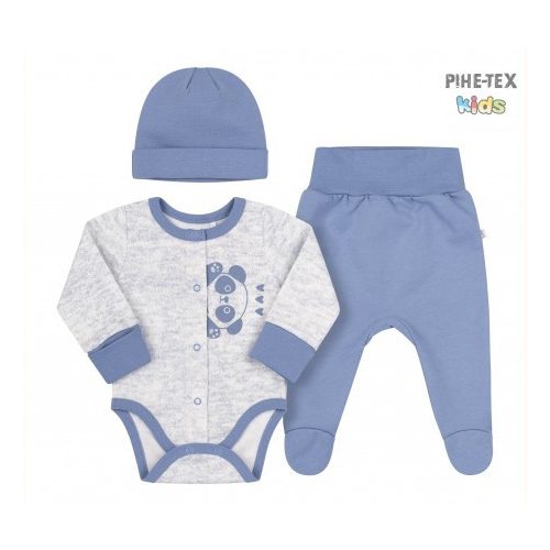 Bembi újszülött kisfiú 3 részes kék szett ,pandás mintával (KP275)