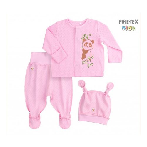 Bembi újszülött 3 részes szett rózsaszín,panda mintával (KP214)