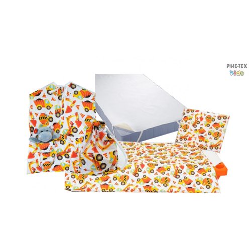 Útépítő narancssárga 4 részes ovis kezdőcsomag (580/N) (2 részes mintás, ovis zsák, tornazsák, vízhatlan matracvédő lepedő) + ajándék ovis törölköző